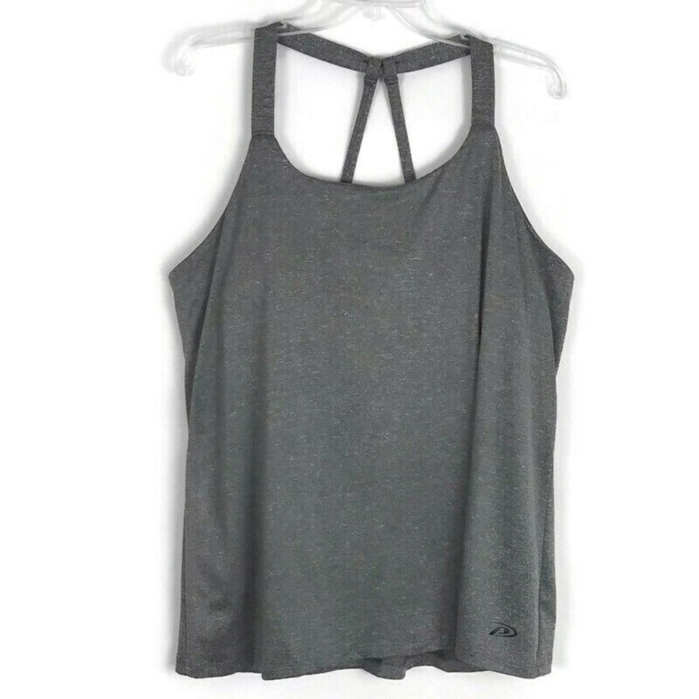 Pro Player Womens Shirt Size XL Gray Racer Back Tank Moisture Wicking Padded Top